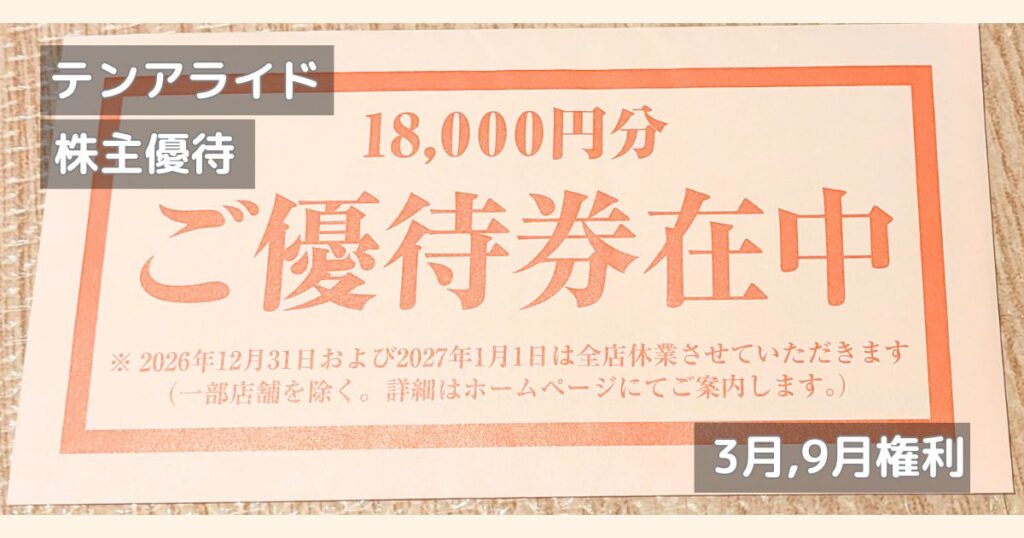 テンアライドの株主優待です